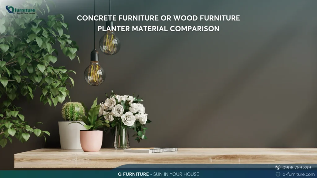 CONCRETE FURNITURE OR WOOD FURNITURE - PLANTER MATERIAL COMPARISON