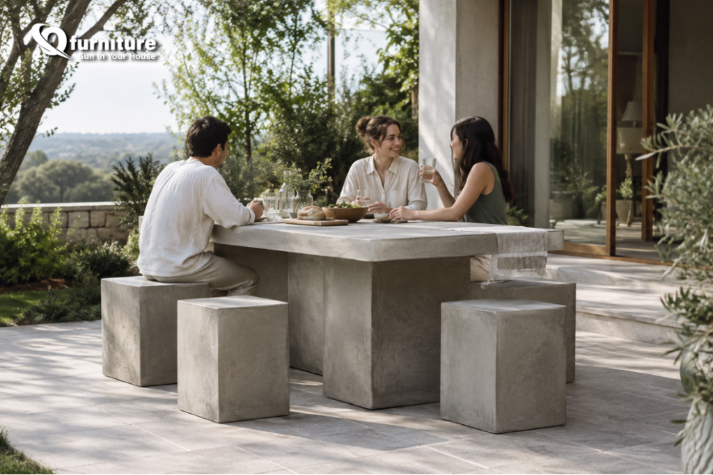 Durable concrete furniture for outdoor use
