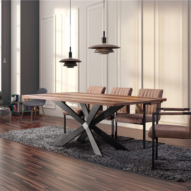 concrete and wood dining table