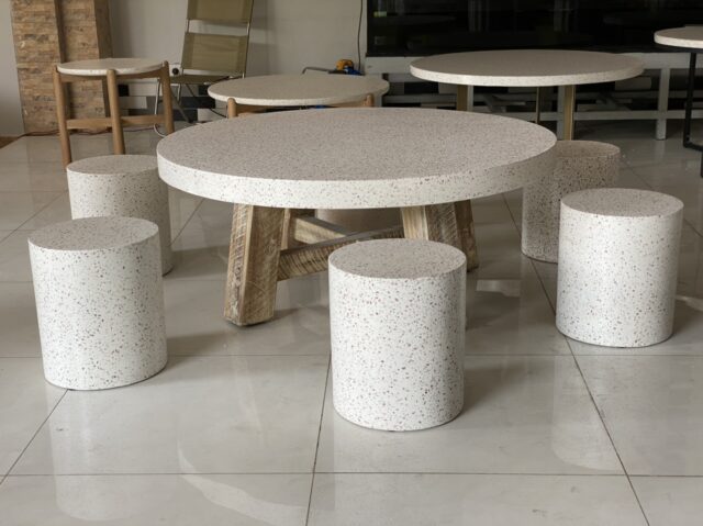 round concrete coffee table