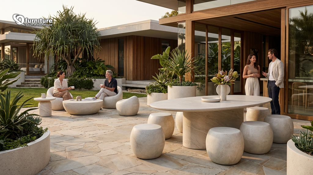 modern concrete furniture collection for hospitality and outdoor spaces