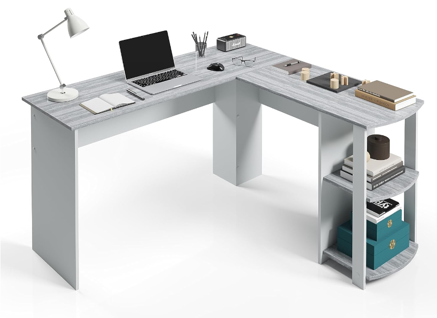 L-shaped desks offer the best ample workspace
