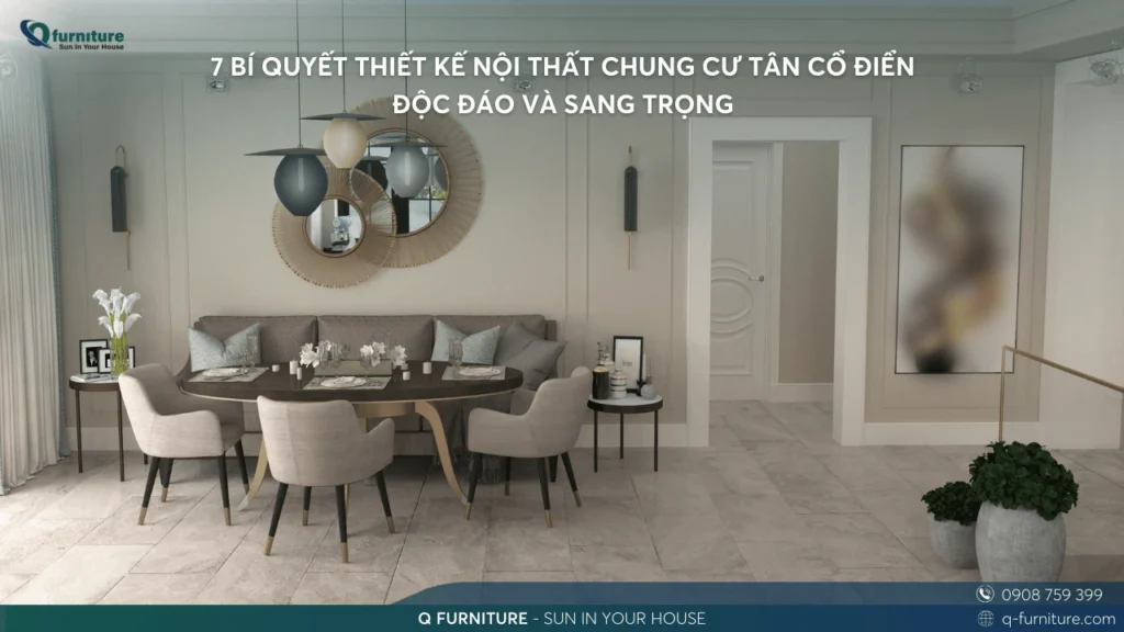 7 BÍ QUYẾT THIẾT KẾ NỘI THẤT CHUNG CƯ TÂN CỔ ĐIỂN ĐỘC ĐÁO VÀ SANG TRỌNG