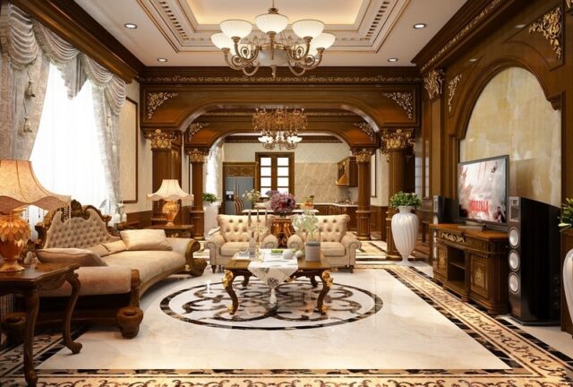 Thiết Kế Nội Thât Phòng Khách Cổ Điển