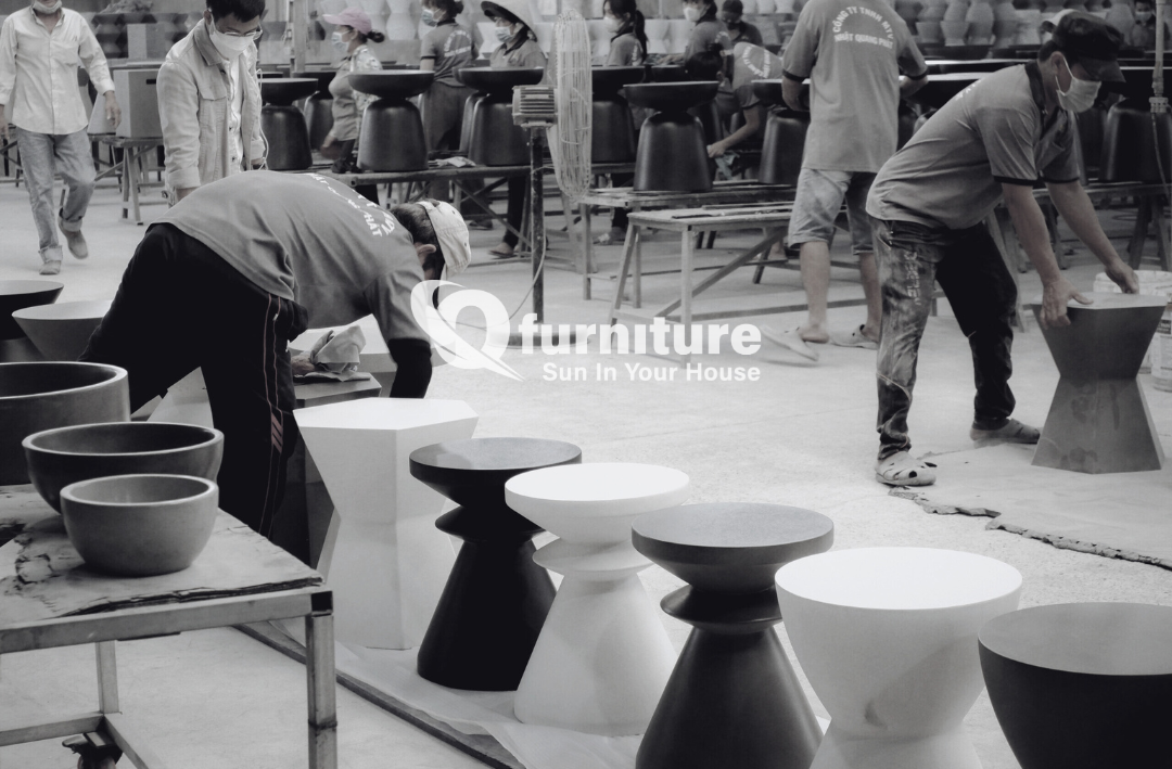 Commercial terrazzo and concrete basin lavabos for hotel projects