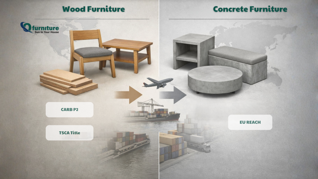 CARB P2, TSCA & EU REACH Compliance Guide for Vietnam Wood-Concrete Furniture Exporters