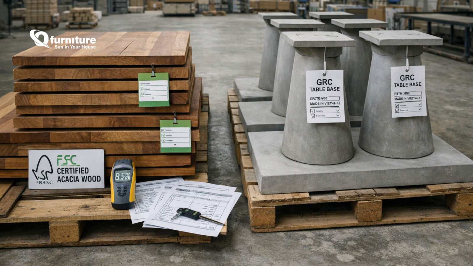 Sustainable Wood & Eco-Concrete Sourcing for Vietnam Furniture OEM: FSC, Acacia & GRC Options