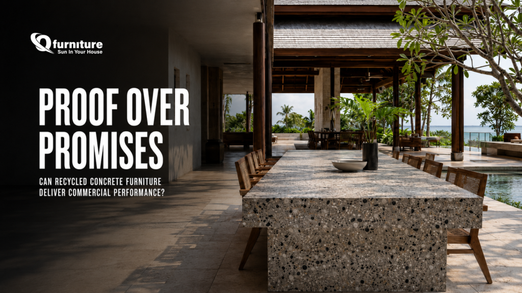 Q-Furniture Industrial Rubble to Recycled Concrete Furniture_1 - Concrete Furniture Vietnam Factory